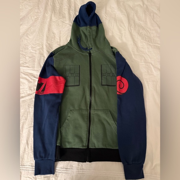 Hot Topic Jacket Mens Medium Green Naruto Shippuden Kakashi Hatake Hoodie Anime - Picture 2 of 3